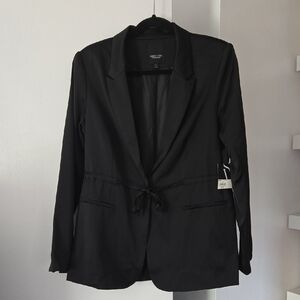 NWT Simply Vera Vera Wang Classic Black Satin Drawstring Blazer